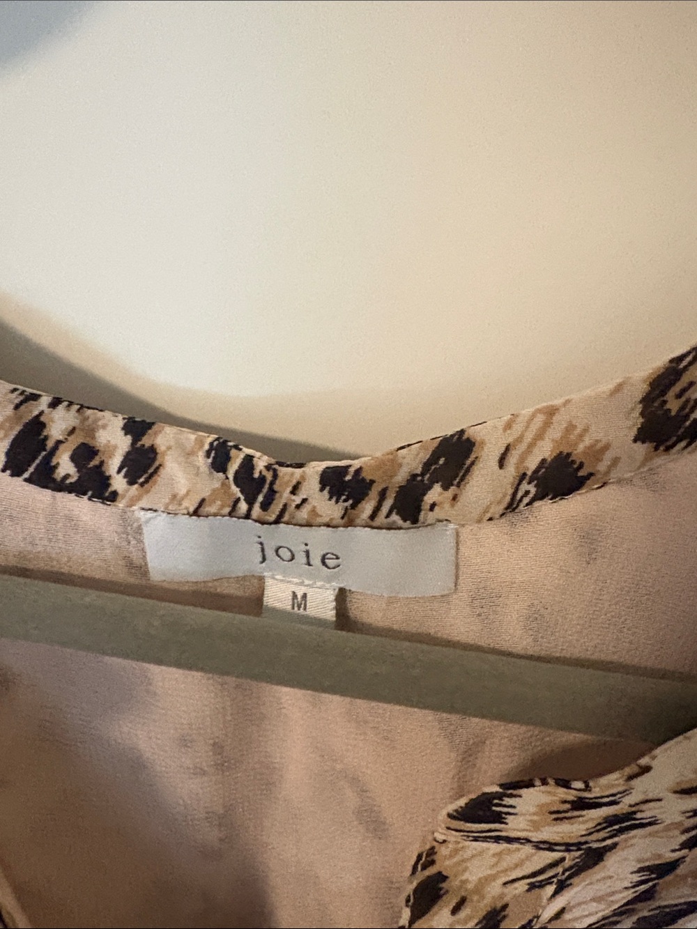 Joie Taupe Leopard Print Smocked Yoke Blouse - Picture 2 of 4